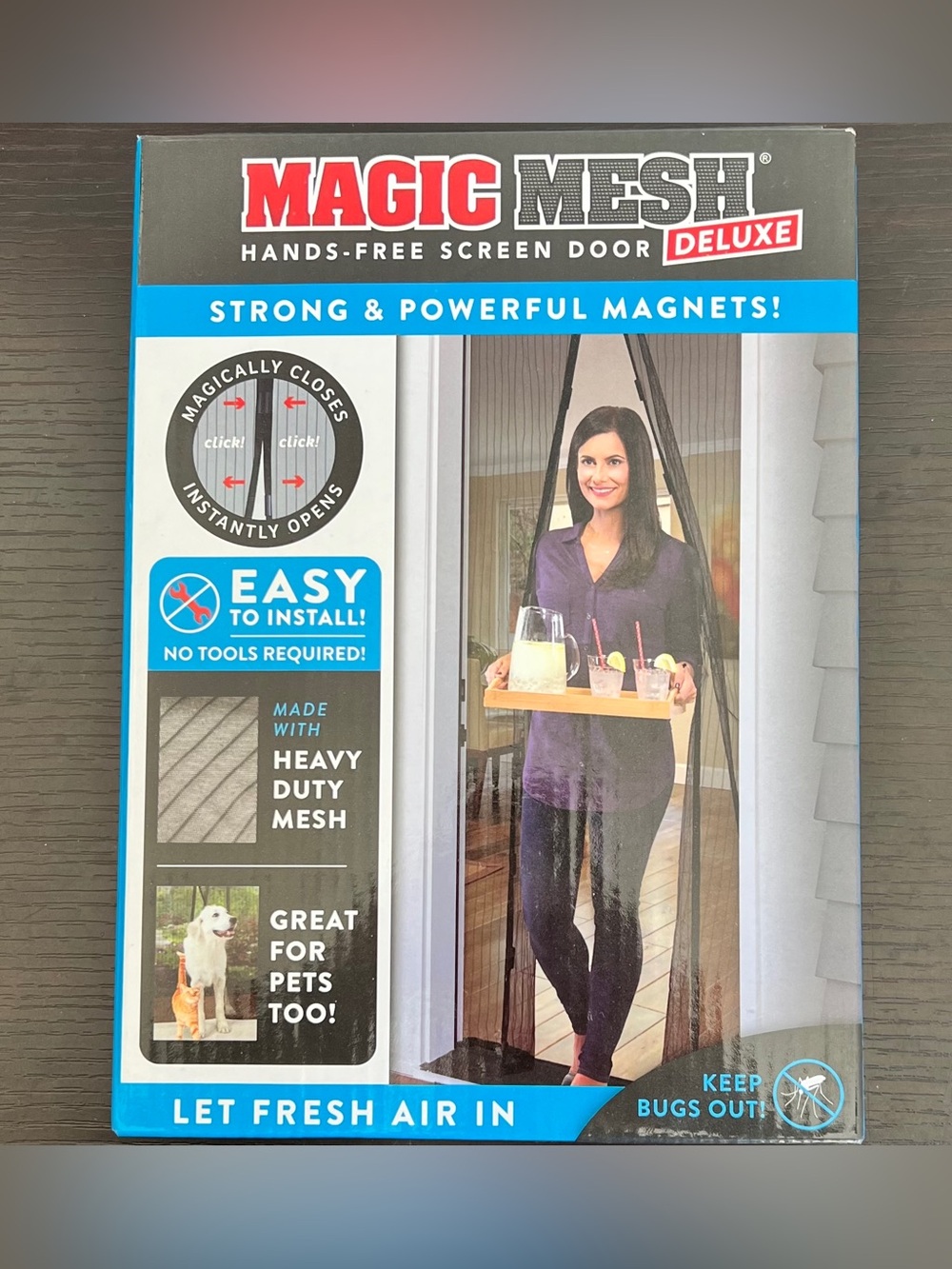 Hands-Free Screen Door - Easy Install, Black